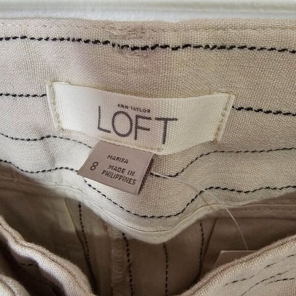NWT LOFT MARISA LINEN BLEND STRIPED SOFT PANTS SIZE 8 WOMENS - Picture 10 of 15
